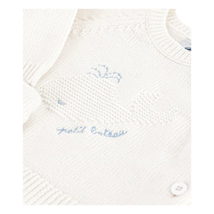 Petit Bateau - Conjunto de Jersey y Pantalón de Lana Ballena | Blanco