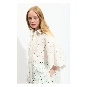 BELLEPIECE - Blusa bordada de algodón Pio | Blanco