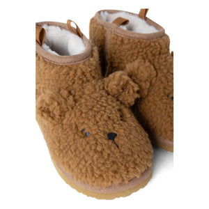 Liewood - Alban Botas sherpa con diseño de osito hechas de fibras recicladas | Caramelo