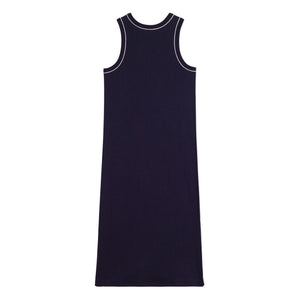 Petit Bateau - Vestido liso de canalé | Azul marino