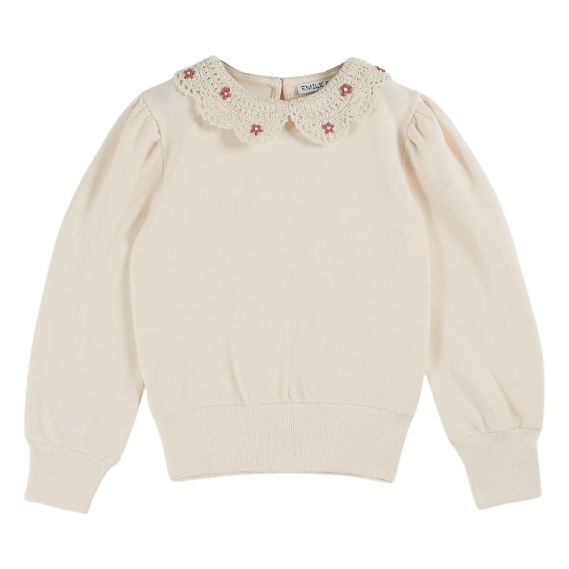Emile et Ida - Claudine Yaka Sweatshirt Organik Pamuk | Krem