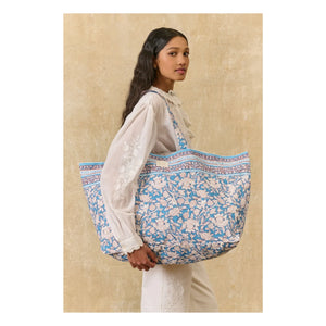 Louise Misha - Bolso tote de algodón Beverly | Azul claro