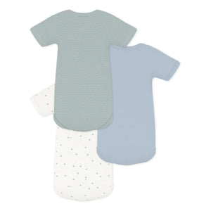 Petit Bateau - Azul | Pack de 3 bodys con pies
