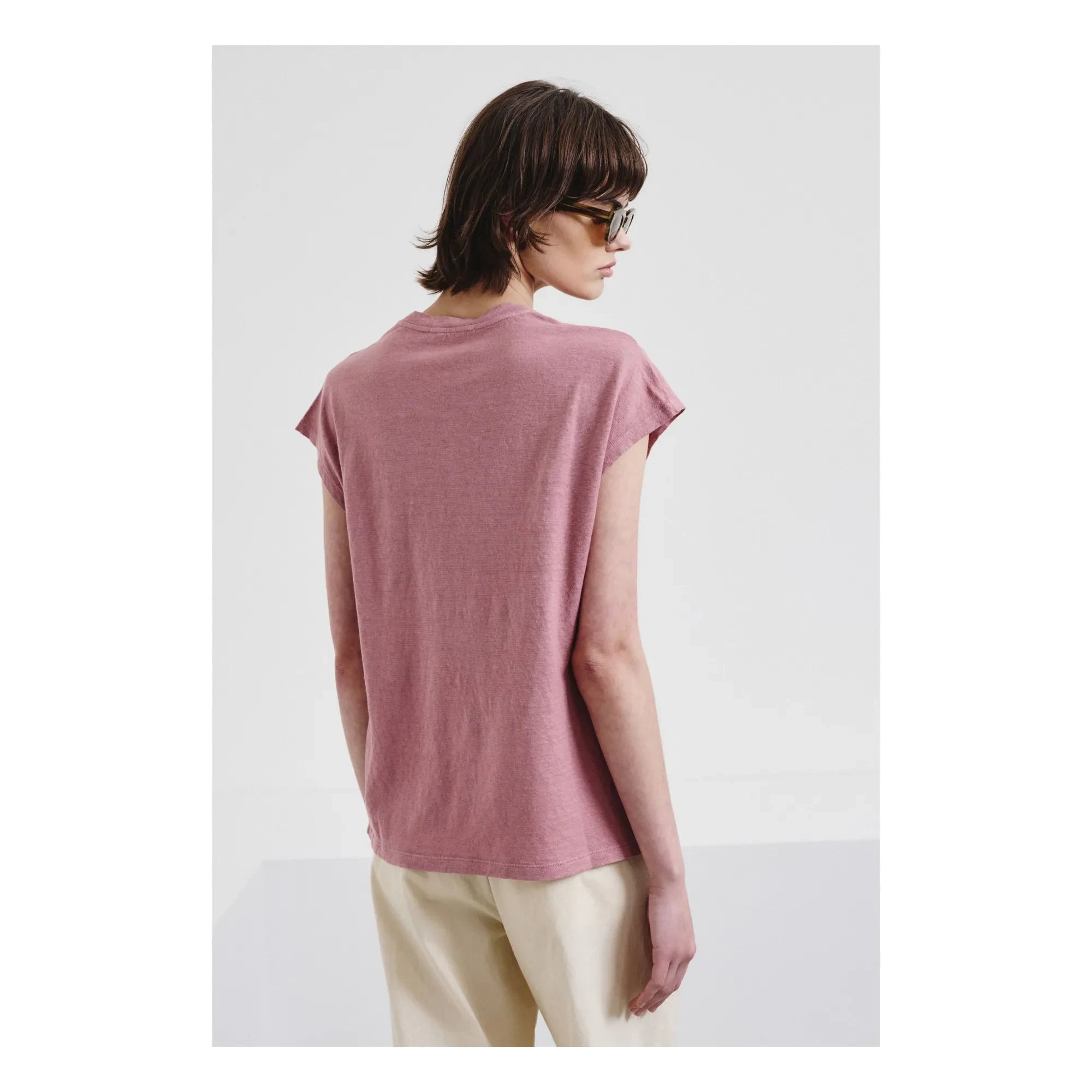 Pomandère - Camiseta de punto de algodón y lino | Malva