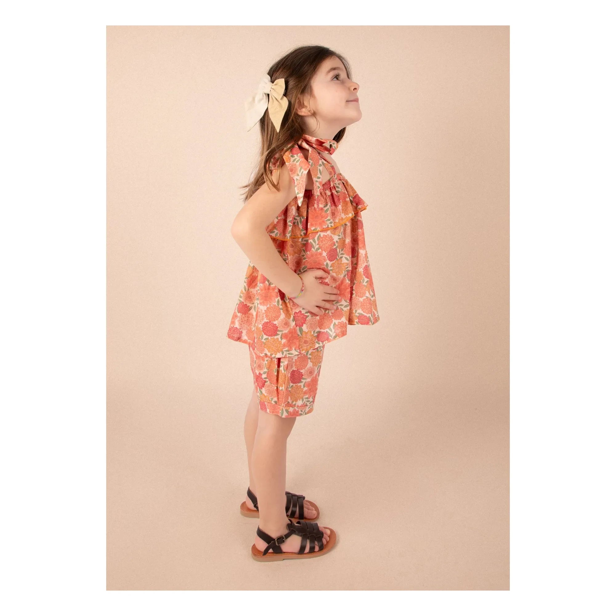 Loir - Blusa Castilla Flores de Algodón Orgánico | Coral