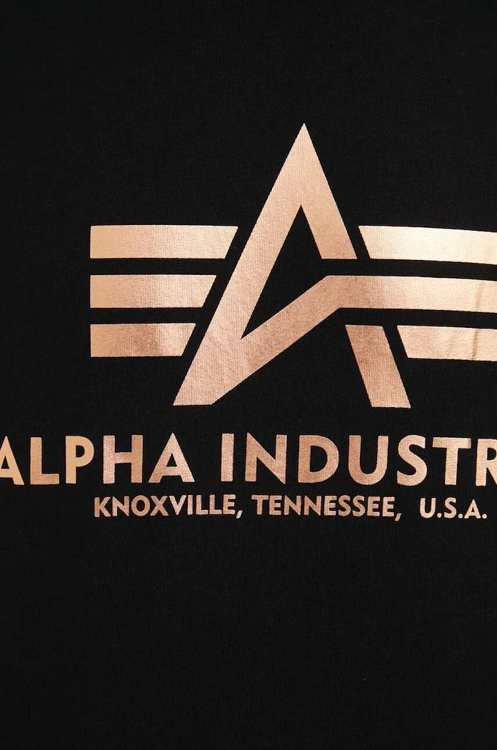 Camiseta de algodón con estampado de lámina Alpha Industries Basic