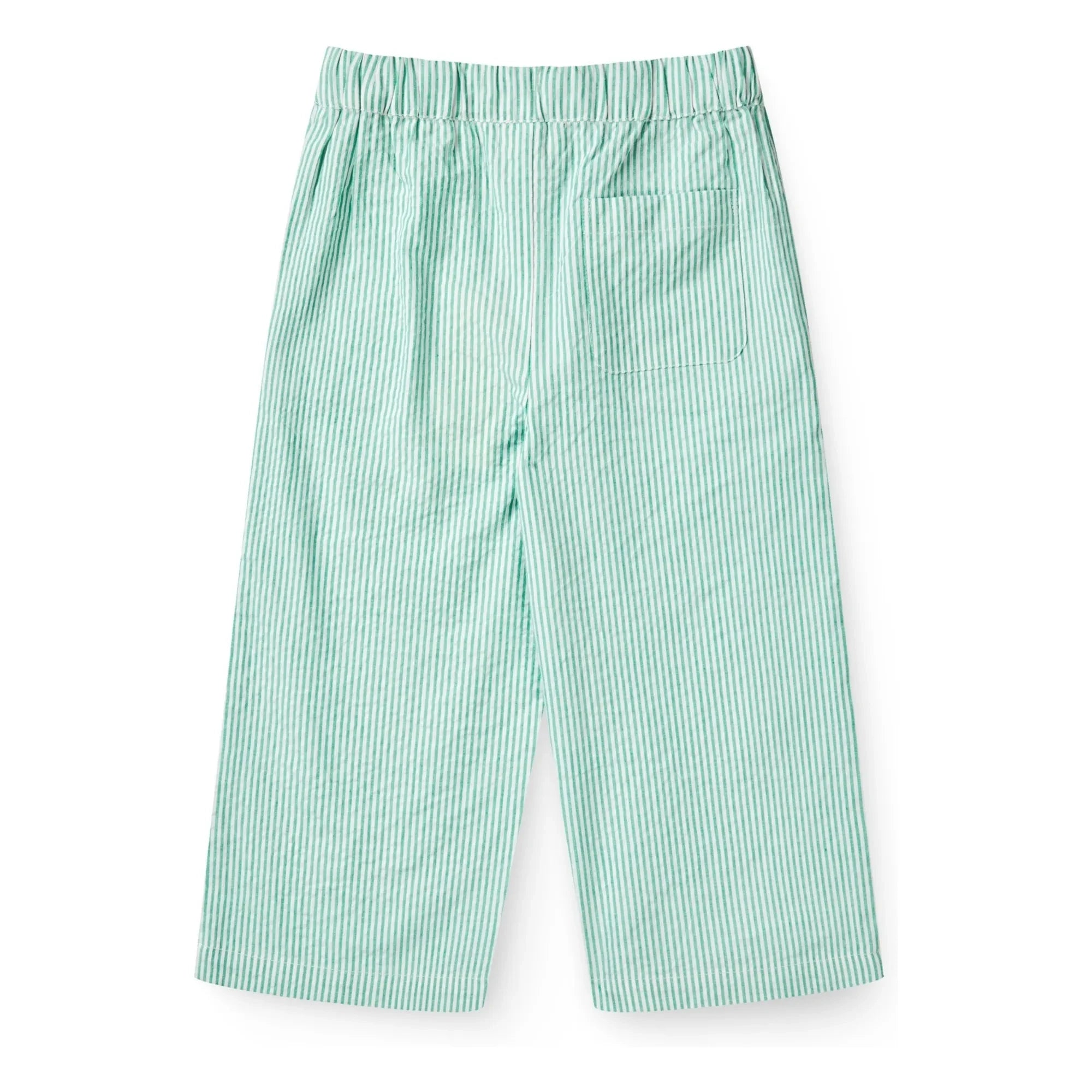 Copenhagen Colors - Pantalones con cordón a rayas de seersucker de algodón orgánico | Turquesa