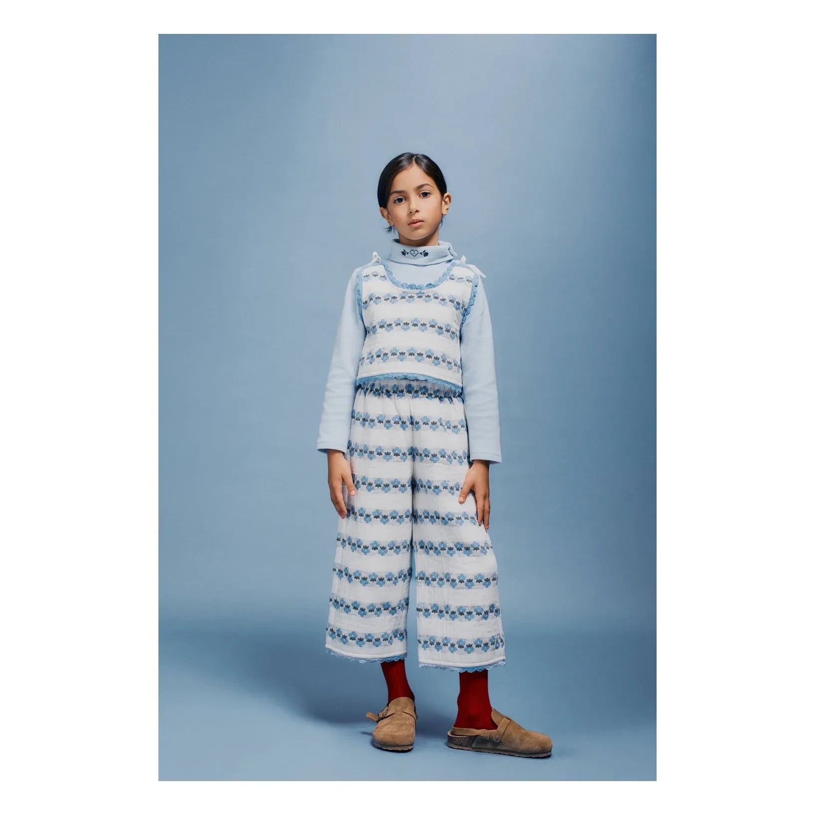 Bebe Organic - Scilla Çiçek Desenli Pantolon | Mavi