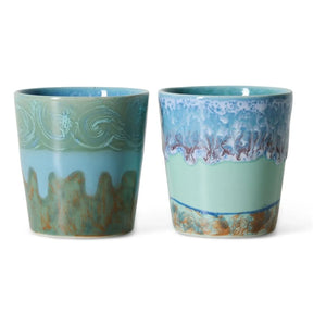 HKliving - Tazas de café de cerámica Van Gogh Autorretrato | Azul