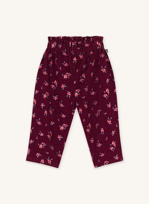 Petit Bateau - Organik Pamuklu Kadife Çiçek Desenli Pantolon | Bordo