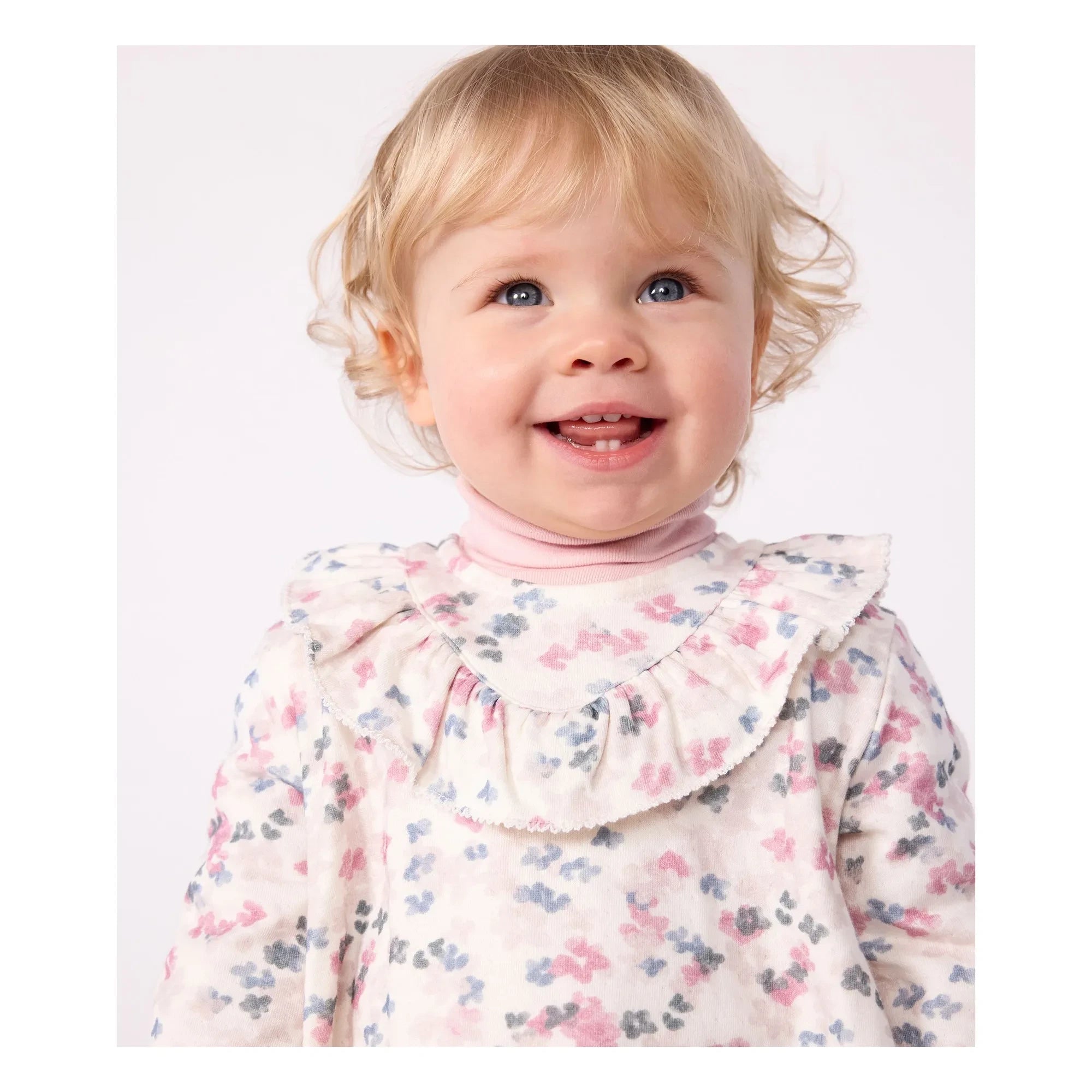 Petit Bateau - Vestido halter de algodón orgánico con estampado floral | Crudo
