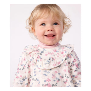 Petit Bateau - Vestido halter de algodón orgánico con estampado floral | Crudo