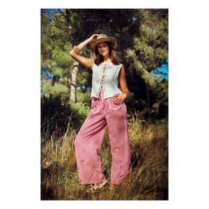 Indee - Pantalones Vichy de Vanuatu | Rojo