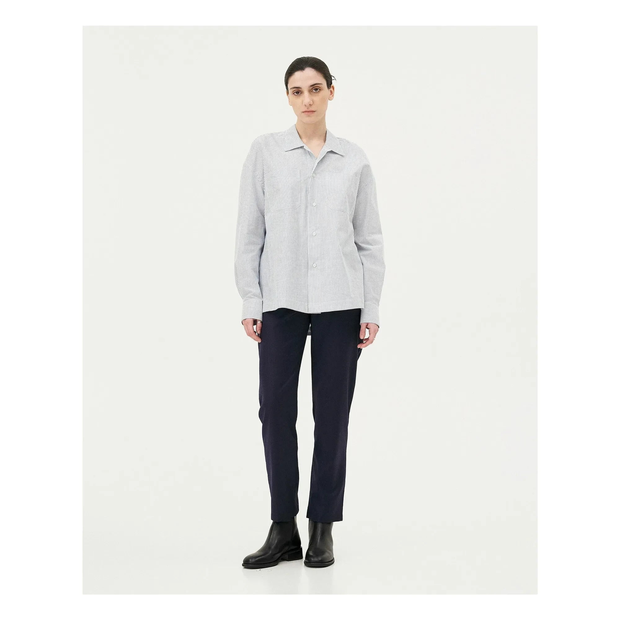 Noyoco - Camisa De Algodón Orgánico De Raya Bora | Azul Claro