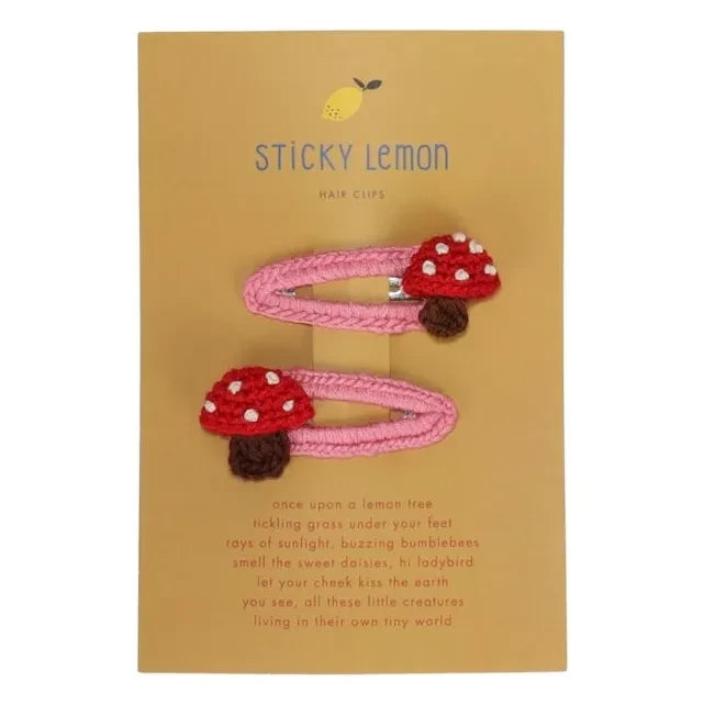 Sticky Lemon - Pinza de pelo de seta, 2 unidades | Rojo
