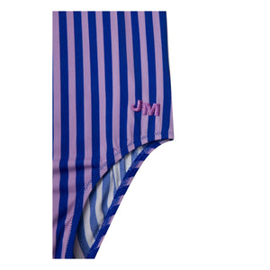 Jera Mini - Traje de baño con volantes a rayas | Azul marino