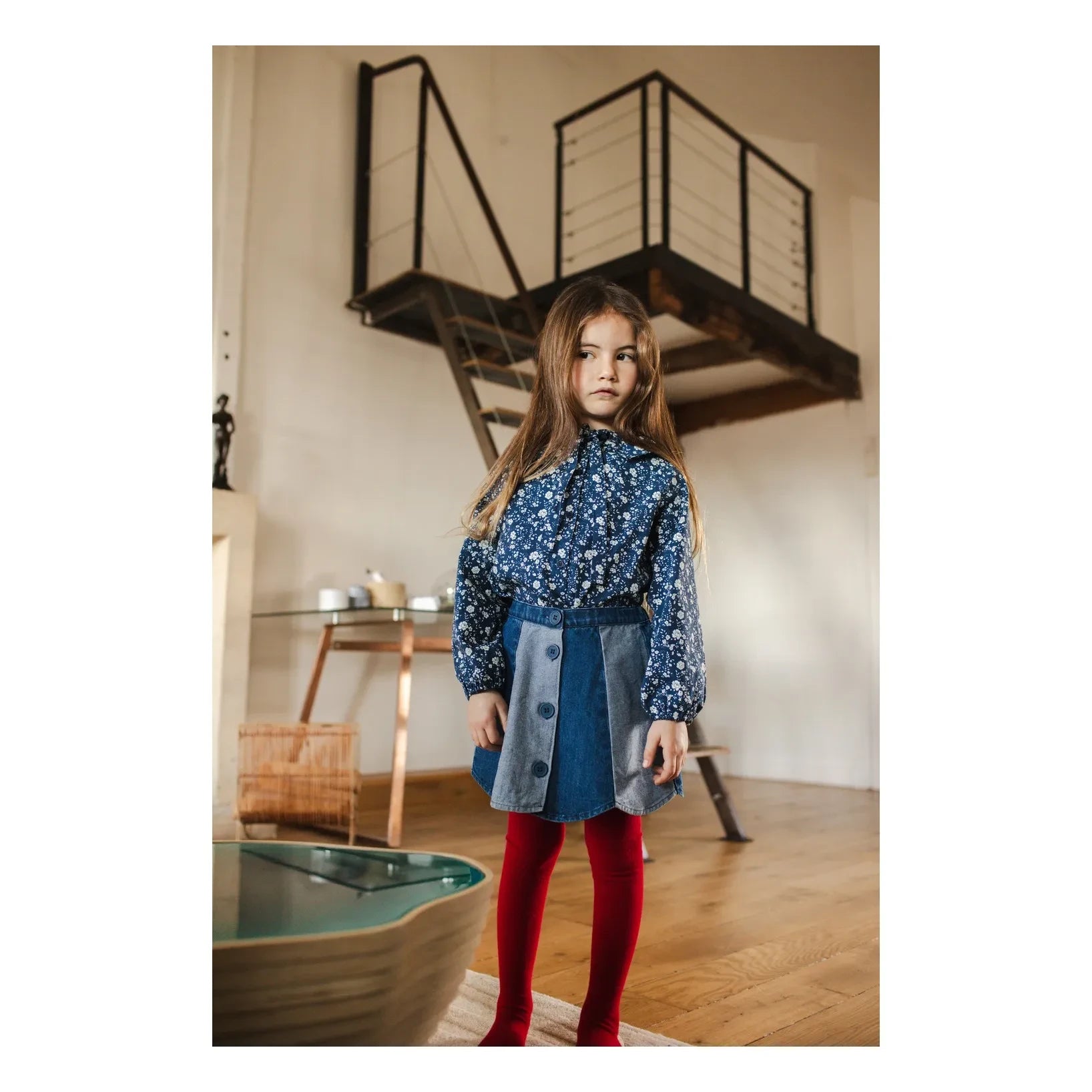 Louis Louise - Bloom Çizgili Denim Etek | Mavi