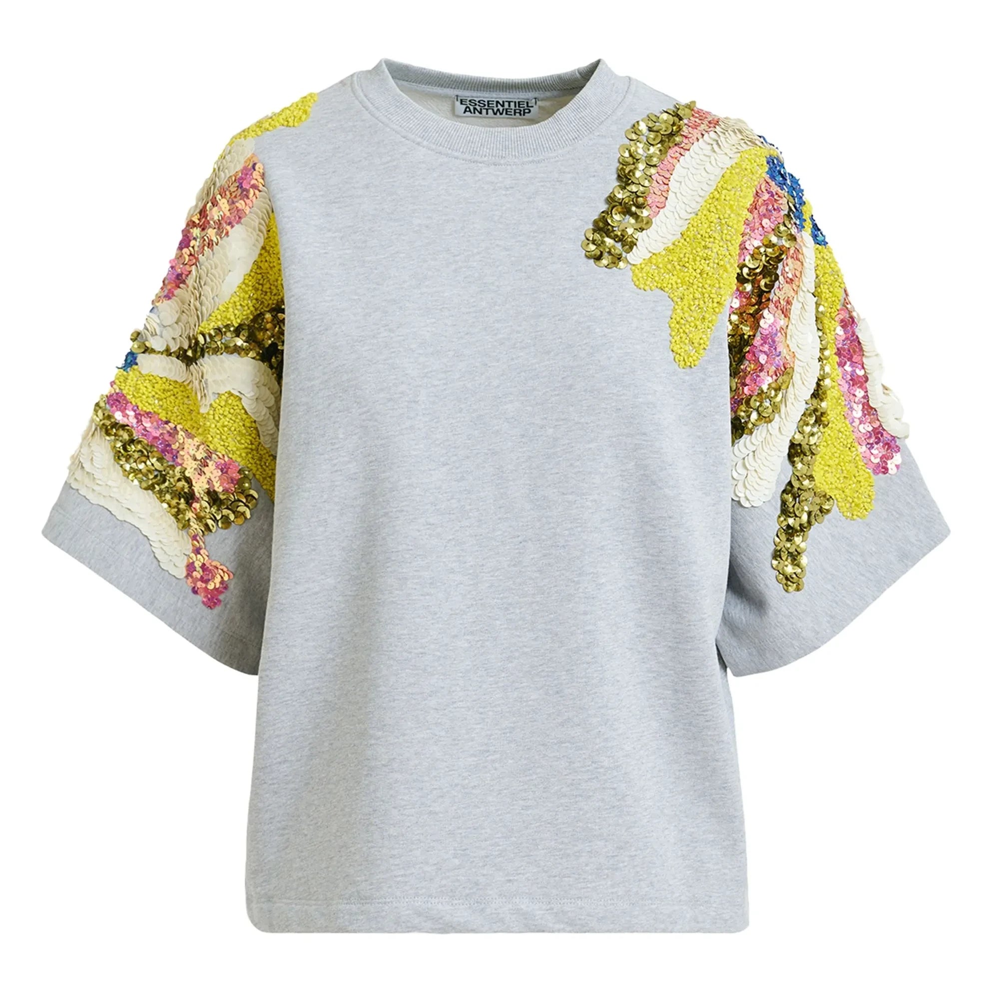 Essentiel Antwerp - Sudadera Jadda de Algodón con Bordado | Gris