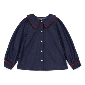 Mipounet - Jean Claudine Blusa Cecilia con Cuello | Azul Oscuro