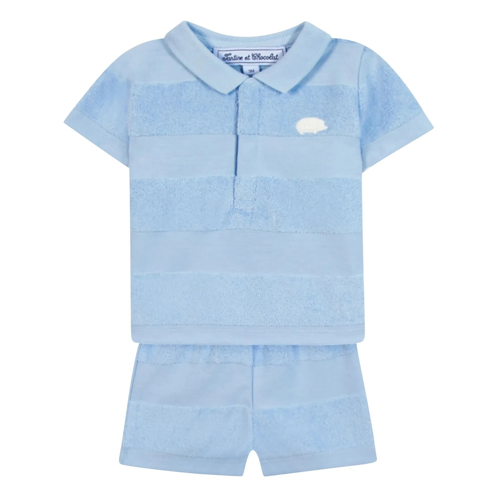 Tartine et Chocolat - Conjunto de Polo, Pantalones Cortos y Toalla | Azul Claro