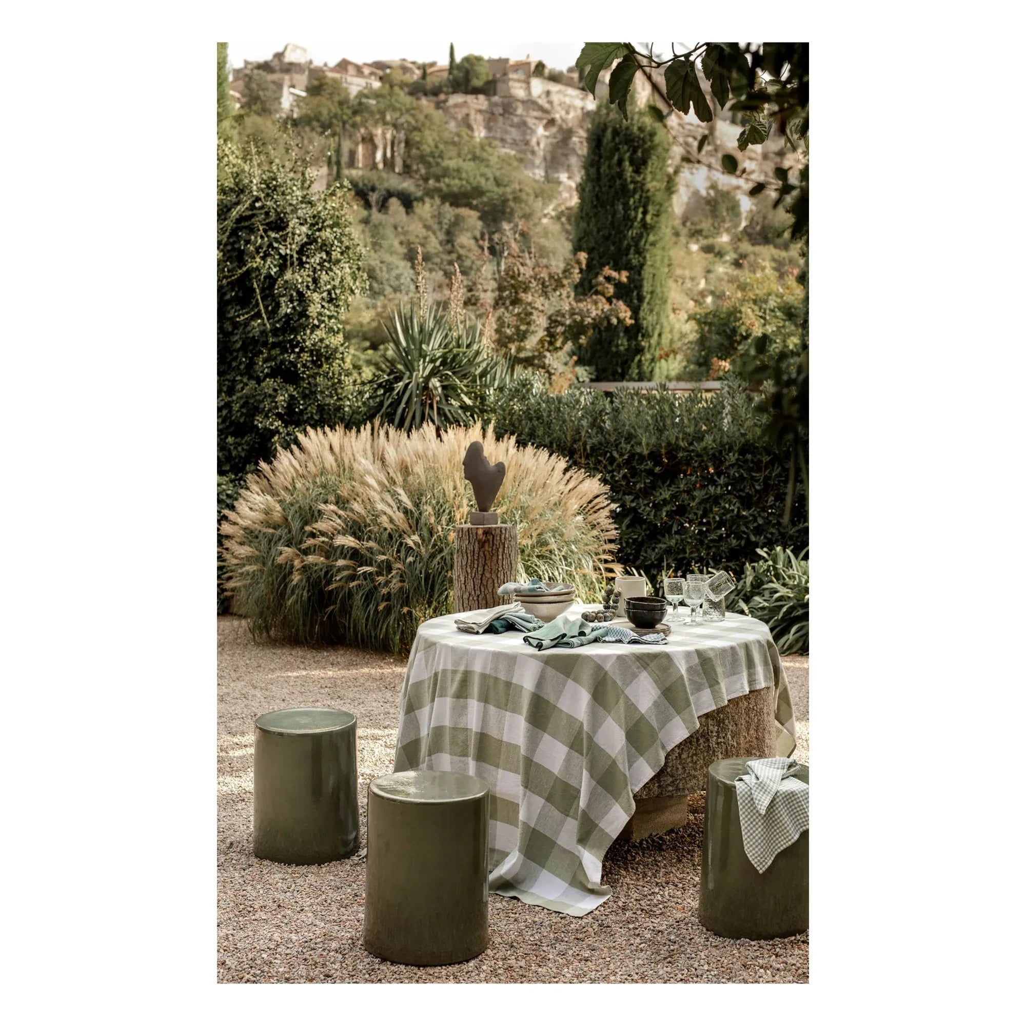 Haomy - Mantelería mestiza Palma II | Verde almendra