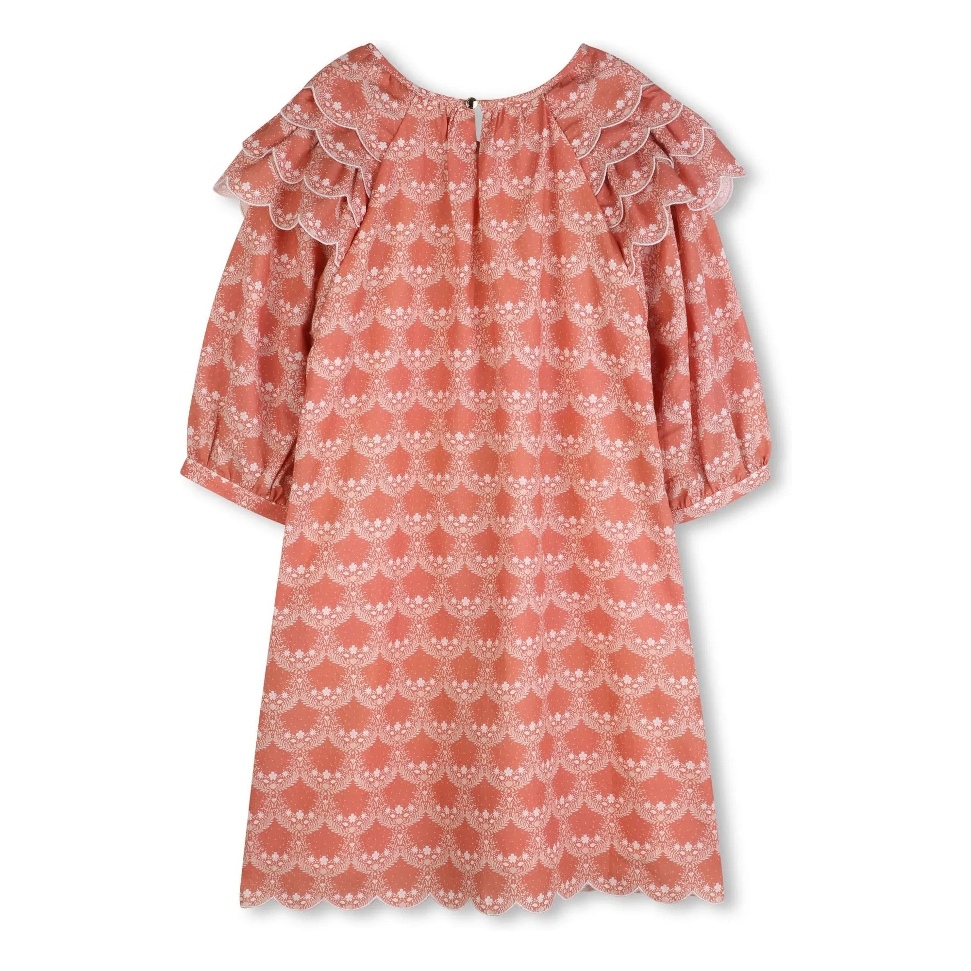 Chloé - Vestido de algodón orgánico con volantes | Melocotón