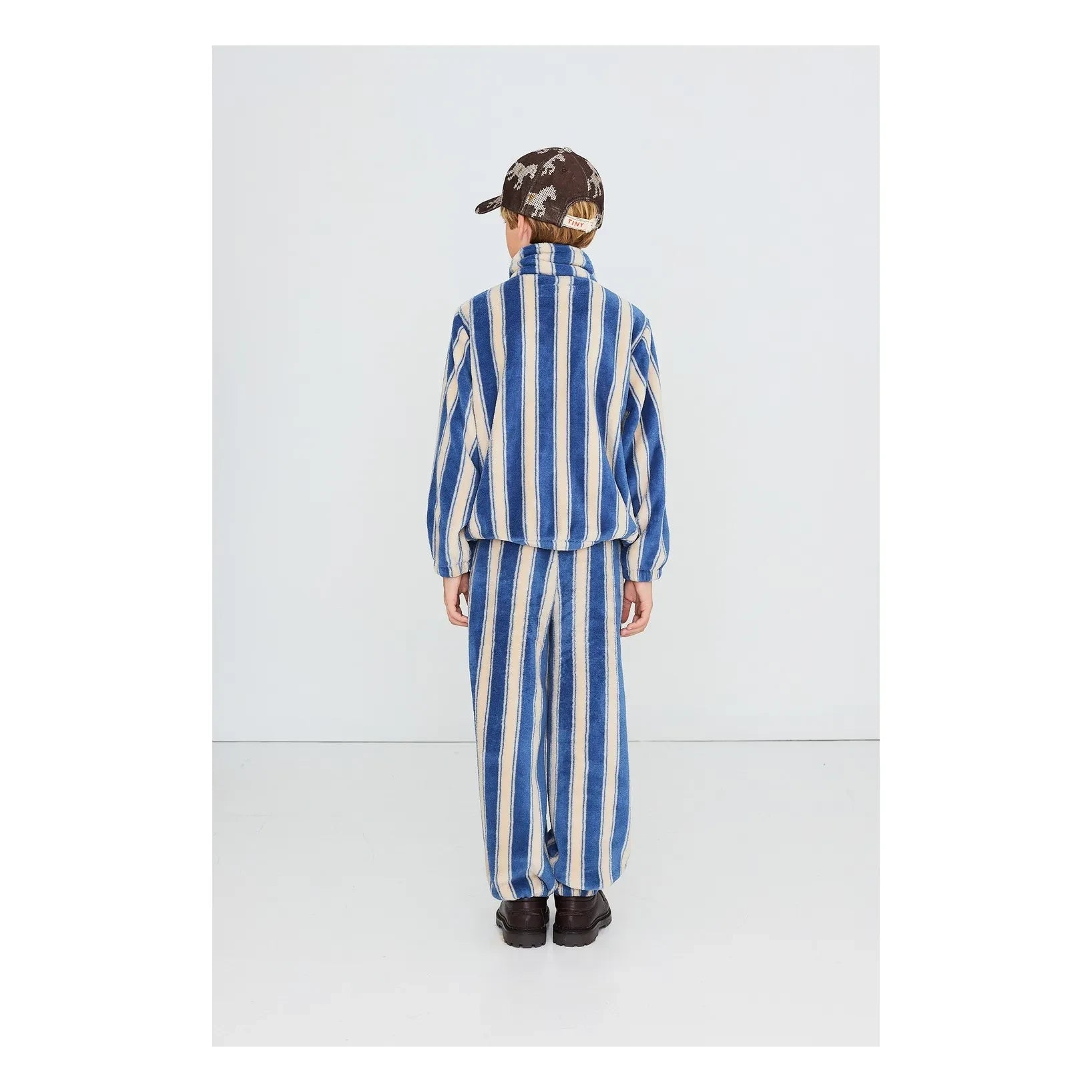 Tinycottons - Chaqueta polar a rayas | Azul petróleo