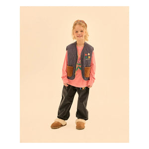 Jelly Mallow - Chaleco sin mangas reversible con bloques de color estilo sherpa | Azul marino