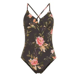 Momoni - Bañador de una pieza estampado Coral Spring | Negro