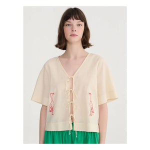 Bobo Choses - Blusa bordada de algodón orgánico | Crema