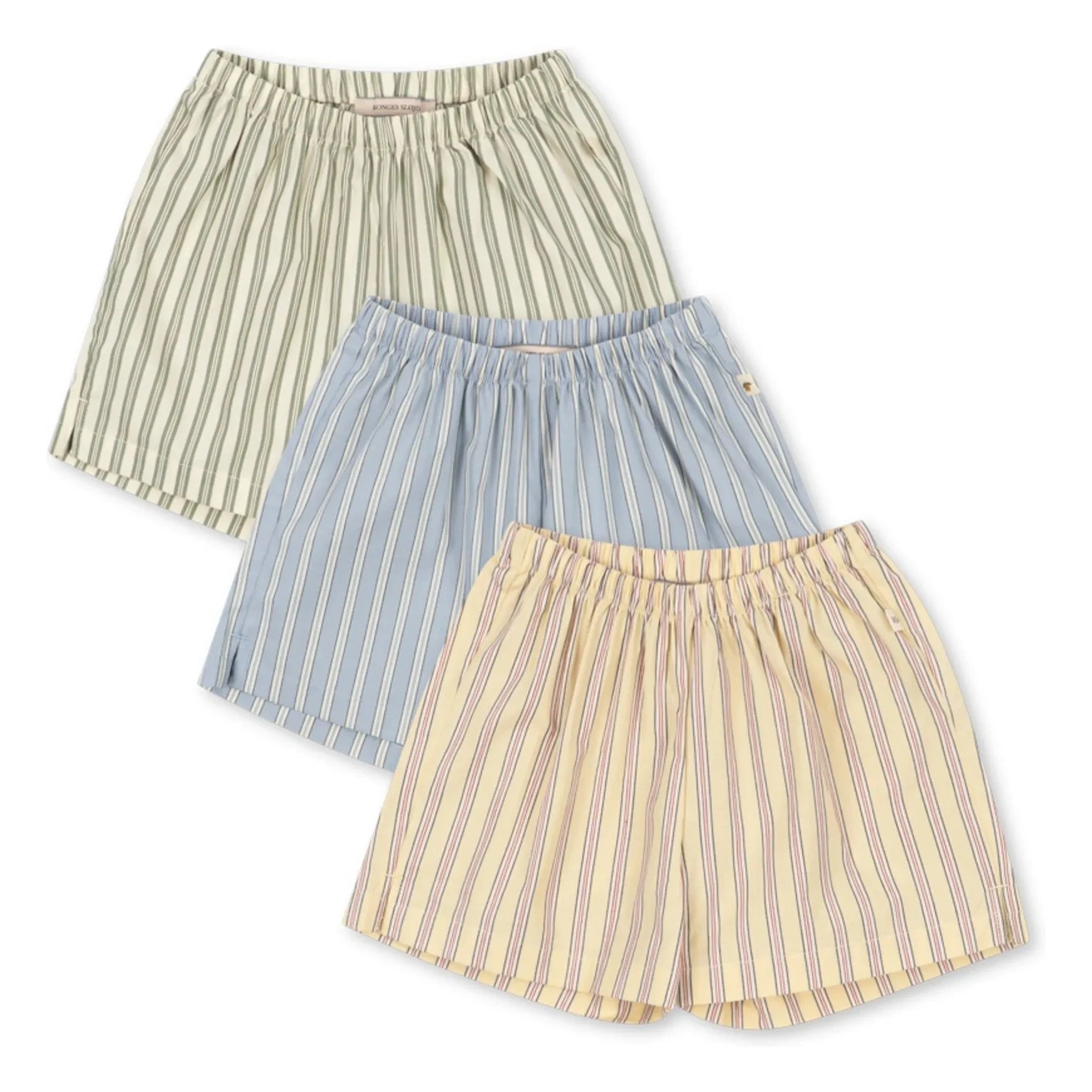 Konges Sløjd - Conjunto de 3 pantalones cortos de algodón orgánico a rayas Azur | Azul