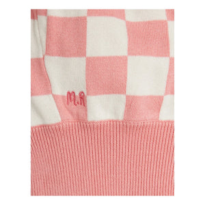 Mini Rodini - Damier organik pamuklu balaklava | Pembe
