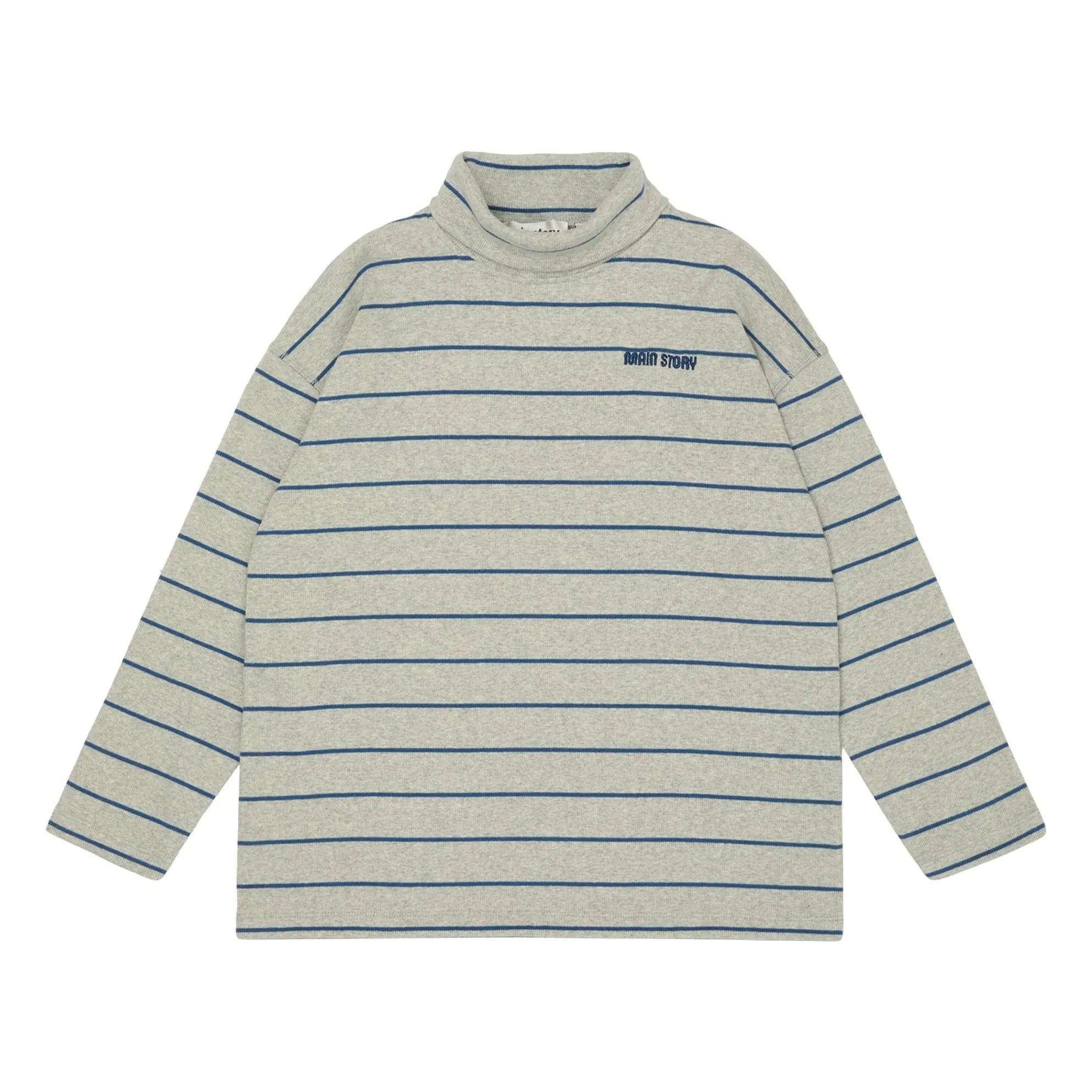 Main Story - Jersey de cuello alto de algodón orgánico acanalado | Gris