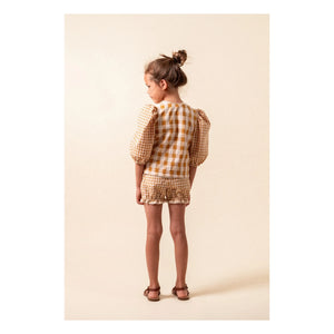 birinit - Blusa de algodón orgánico de Vichy | Caramelo