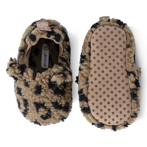 Liewood - Maui con estampado de leopardo, pantuflas estilo sherpa hechas de fibras recicladas | Marrón