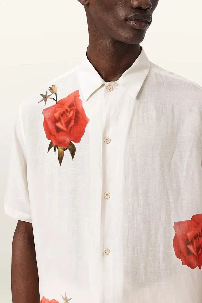 AllSaints Camisa de lino para hombre FLEUR