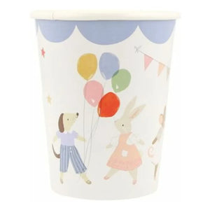 Meri Meri - Vasos de cumpleaños Amigos animales - Juego de 8