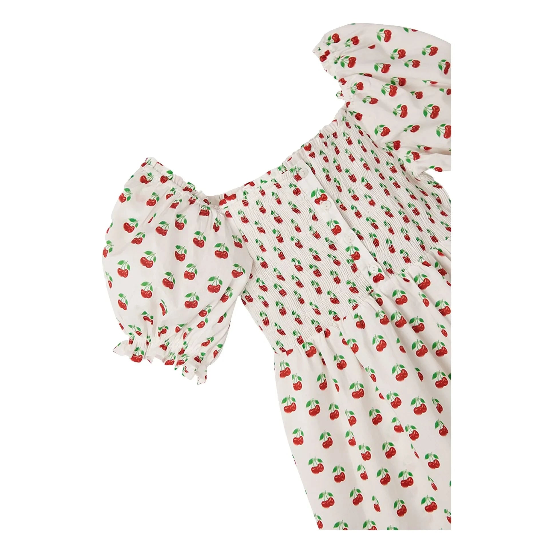 Fabula - Vestido de manga abullonada de cereza | Blanco
