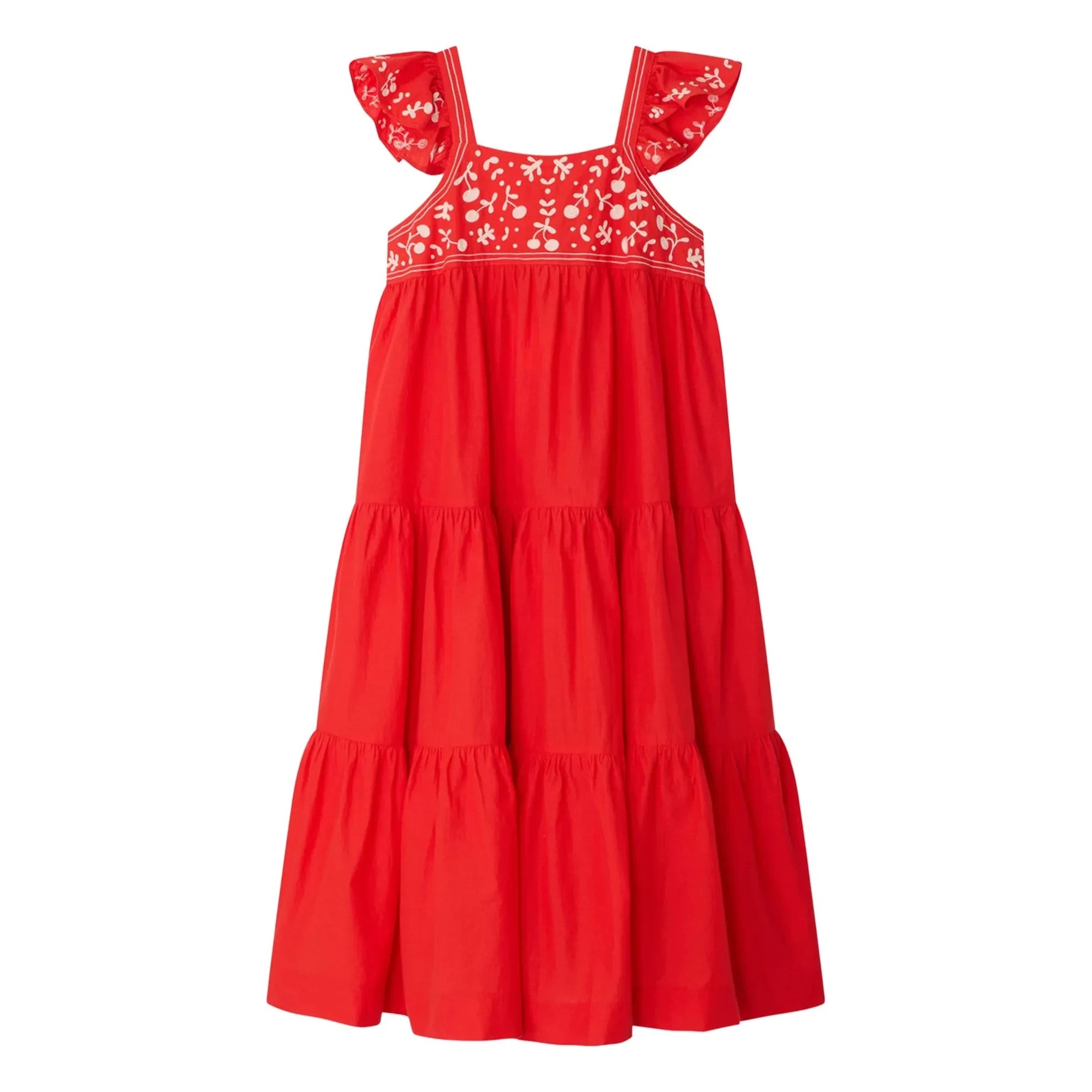 Bonpoint - Vestido de algodón orgánico Cora | Rojo amapola