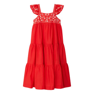 Bonpoint - Vestido de algodón orgánico Cora | Rojo amapola