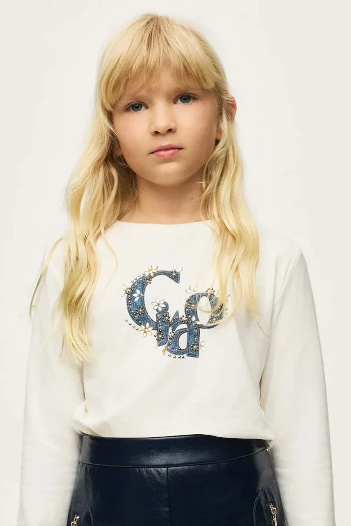 Blusa de manga larga de algodón para niños Mayoral