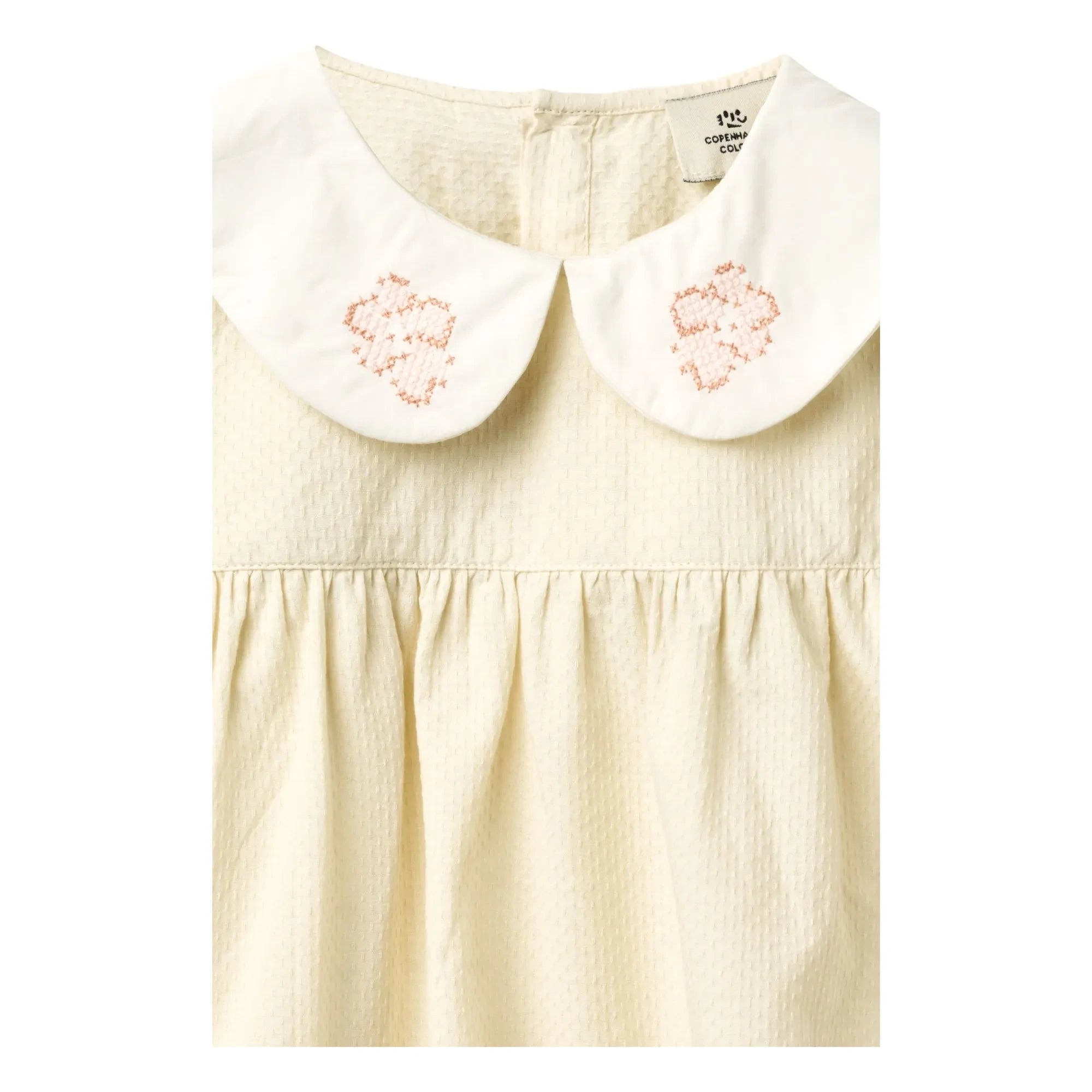 Copenhagen Colors - Blusa con volantes cuello Claudine algodón orgánico | Crema