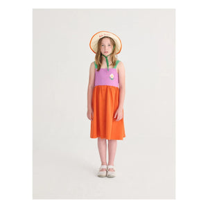 Bobo Choses - Vestido de algodón orgánico color block | Naranja
