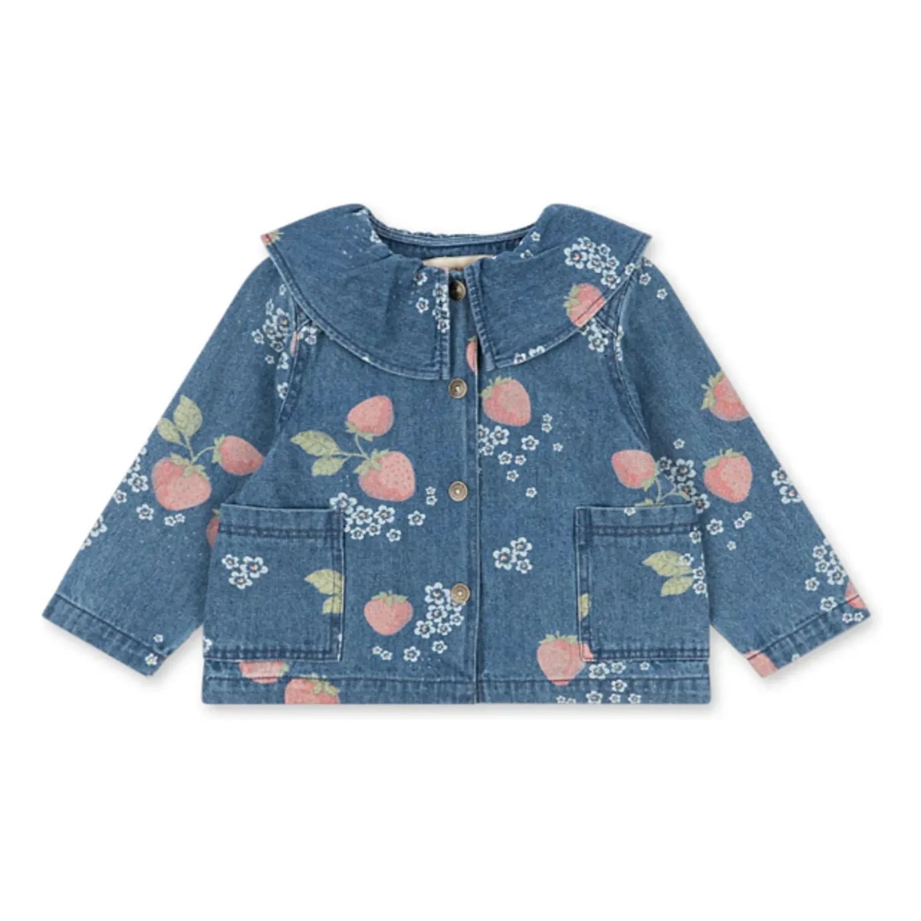 Konges Sløjd - Chaqueta vaquera de algodón orgánico con cuello de fresa | Azul