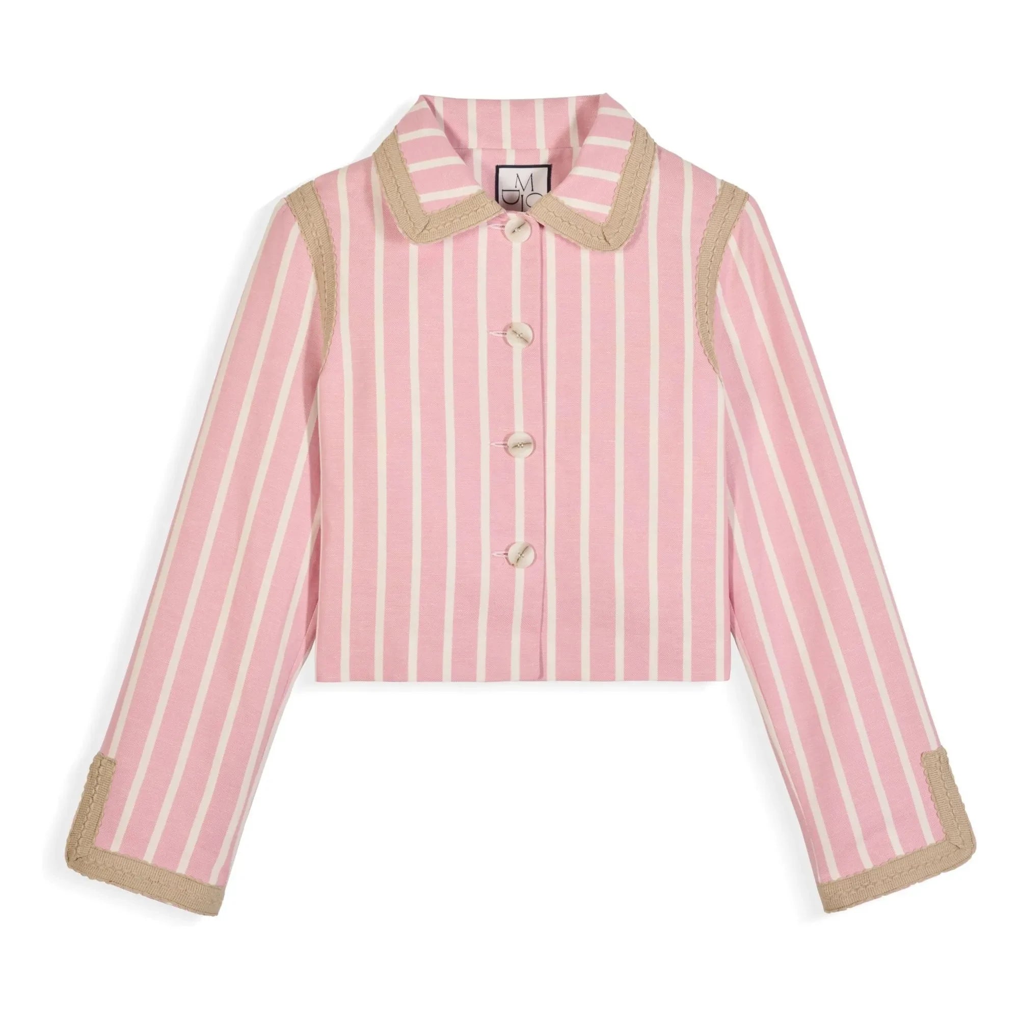Maria de la Orden - Chaqueta a rayas de algodón Clover | Rosa