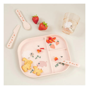 Done by deer - Set de cubiertos Tiny Farm - Set de 3 | Rosa claro