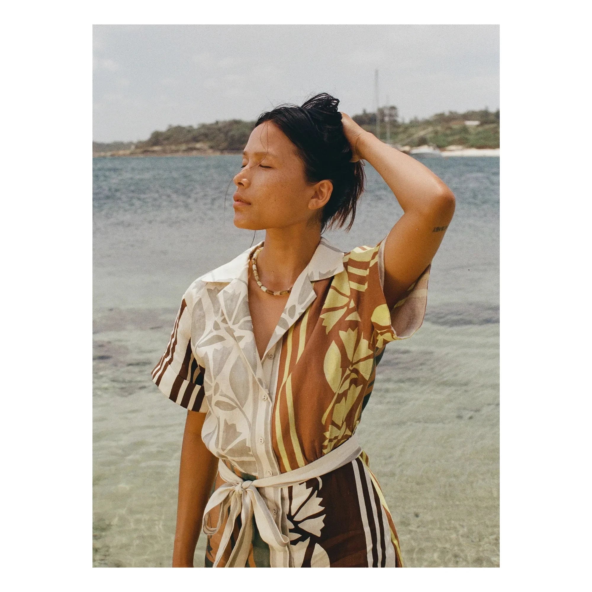 Soleil Soleil - Brodie Karanfil Keten Elbise | Ekru