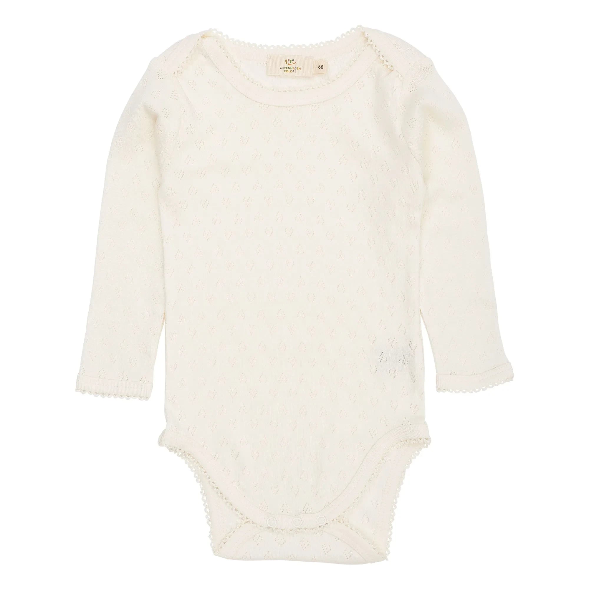 Copenhagen Colors - Body de Manga Corta Pointelle Corazones Algodón Orgánico | Crema
