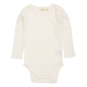 Copenhagen Colors - Body de Manga Corta Pointelle Corazones Algodón Orgánico | Crema