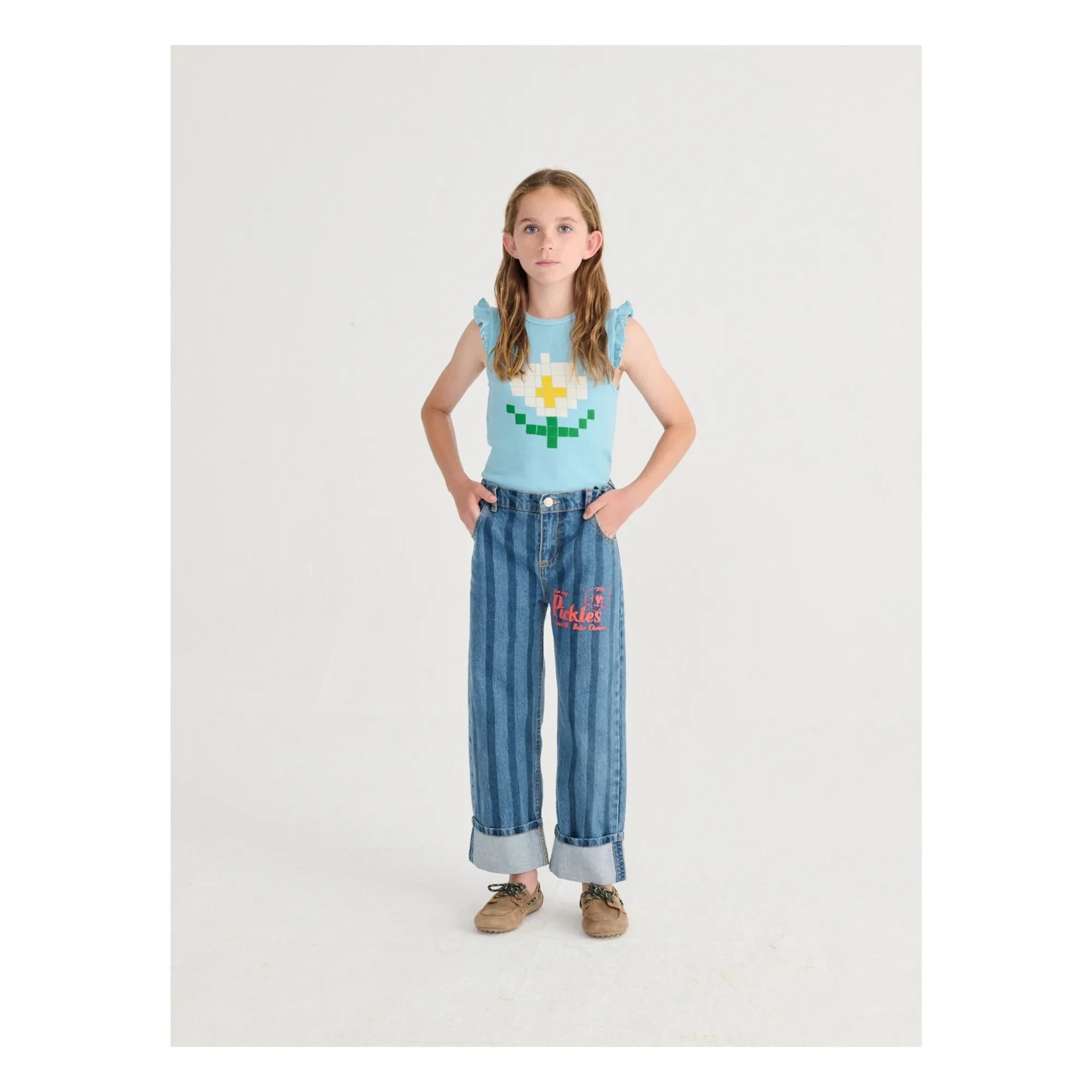 Bobo Choses - Camiseta sin mangas con volantes de algodón orgánico Marguerite | Azul claro